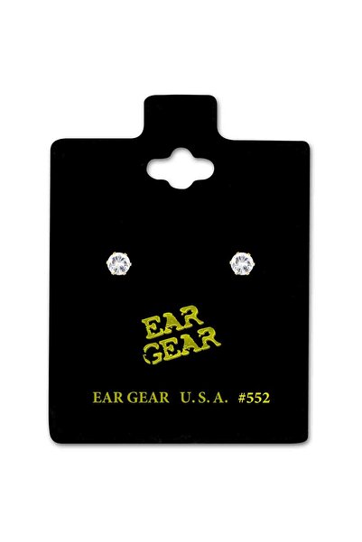 EAR GEAR Earring USA 24K Gold Plated with 2 mm Cubic Zirconia Stone - 552