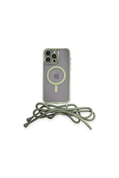 magicool İphone 12 Pro Max Kılıf Divo Lazer Askılı Magsafe Kapak - Koyu Yeşil