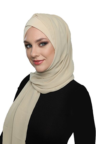 elysianfidan Şal Takmatik, turban instantaneu, bej simplu, hijab, potrivit pe...