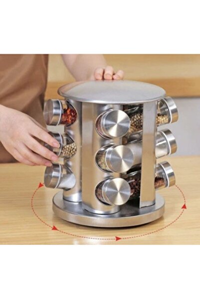 OEM Suport rotativ pentru condimente cu 12 recipiente, organizator inox pentru dulap/masă