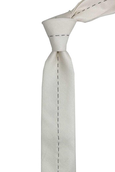 Kravatkolik 5.8 cm White Line Board Pattern Silk Tie Ik2317