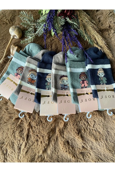 Stil Roff Kadın Bambu Desenli Çorap Seti 6’lı 36-42 Numara Yumuşak Günlük Çorap