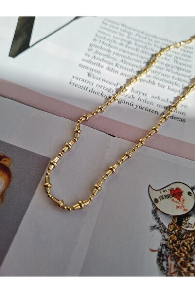 XUPING JEWELRY Gold Renk Minimal Boncuk Detaylı Zincir Kolye