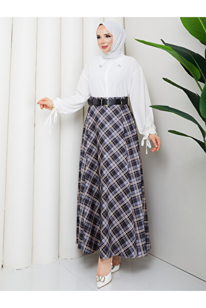 RACE FASHİON Καρό φούστα με ζώνη RC4017