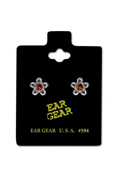 EAR GEAR Earring USA 24K Gold Plated with Daisy CR AB/Rose- 594