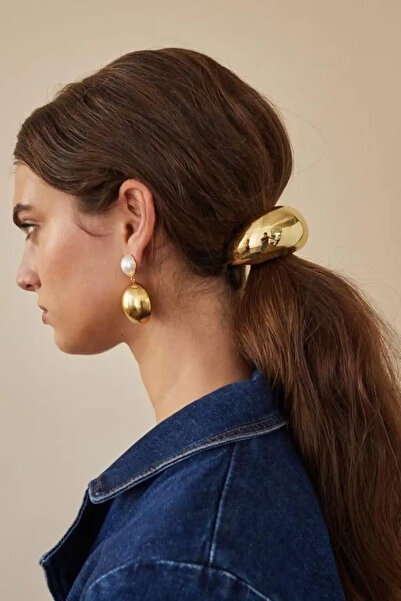 MDCOLLECTİON Altın Renk Kalın Metal Detaylı Saç Lastik Tokası – Şık & Dayanık...