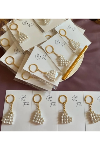 MyGift Söz Nişan Kına Nikah Hatırası Kişiye Özel Kalpli Anahtarlık 8 Adet