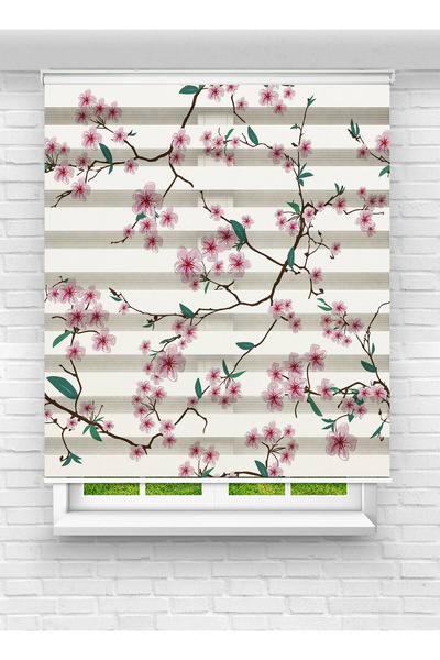 evana home Çiçek Desenli Zebra Stor Perde – Bahar Temalı