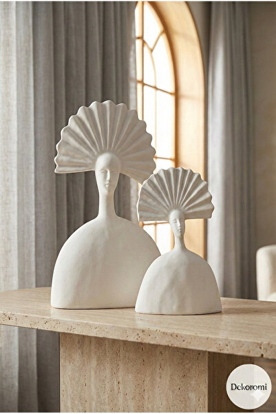 Dekoromi 2'li Biblo Kızılderili Yelpaze Başlıklı Kadın Trend Hediyelik Biblo ...