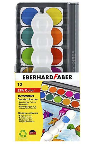 Eberhard Faber Acuarele 12 culori detașabile cu paletă și tub alb