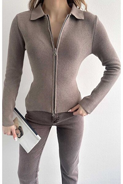 yeditepe fashion Zippered Slim Fit Louise Cardigan