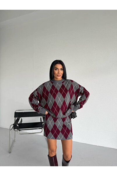 IŞILDA FASHION Set de tricotaje cu model Baklava și fustă