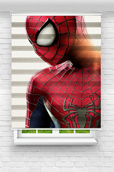 evana home Örümcek Adam Temalı Çocuk Odası Zebra Stor Perde