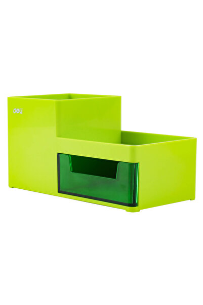 Deli Desk Organizer 3 Compartment + Drawer Green