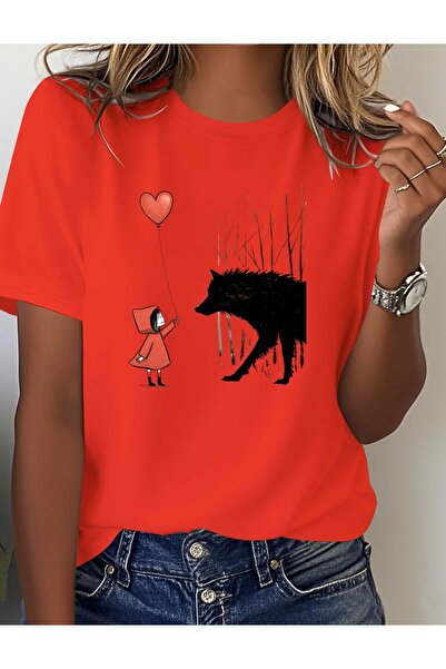 yombaa Little Red Riding Hood and the Wolf Story Printed T-Shirt