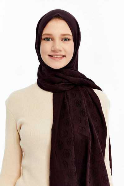 Valentino Orlandi Alia Series Monogram Shawl - 06245 Claret Red