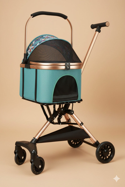 Tasma Market Rose Gold Lüks Kedi Köpek Arabası - Ayrılabilir Kabinli Katlanab...