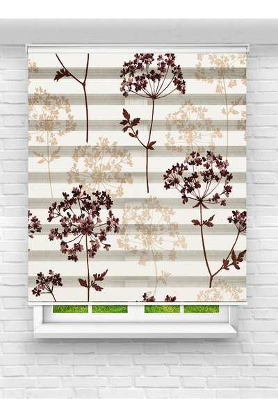 evana home Çiçek Desenli Zebra Stor Perde – Modern