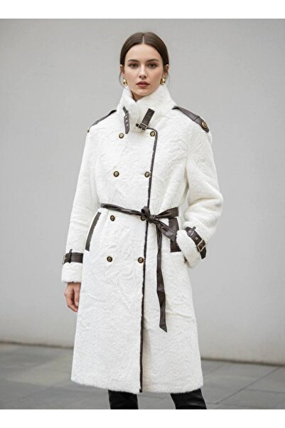 Rabiossa Women's Plush Teddy Form Long Coat