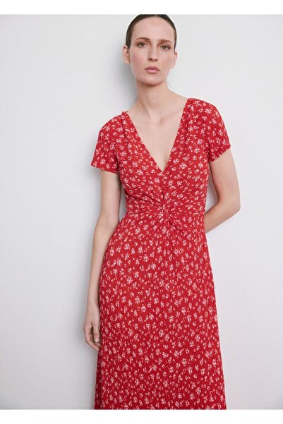 MANGO Woman Desenli midi elbise