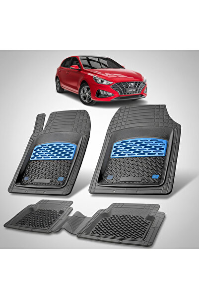 TEAMCAR Hyundai i30 III Hatchback 2020-2026 Floor Mats - Rubber Type Tabi -Blue