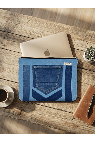 Ays Quilt 13 Inch Denim Laptop Sleeve - Zippered Protective Bag