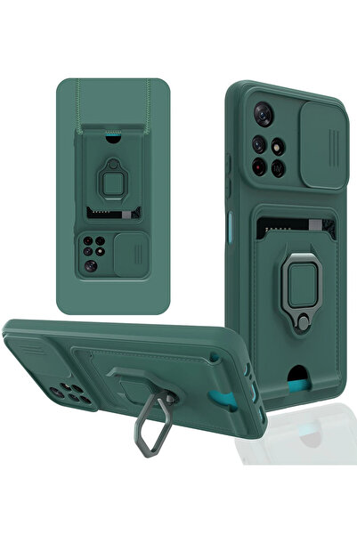 Epilons حافظة ريدمي نوت 11 تي زوما من السيليكون مع حامل لبطاقات العمل - أخضر