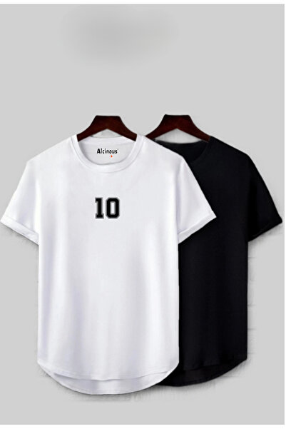 ALCİNOUS Black White Size 10 Slim Fit Tshirt Set of 2