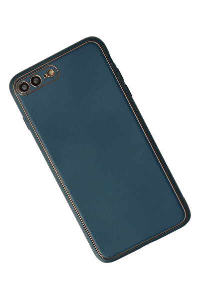 Najmaddin غطاء حماية نيو فيس لهاتف آيفون 7 بلس من الجلد والسيليكون - أزرق