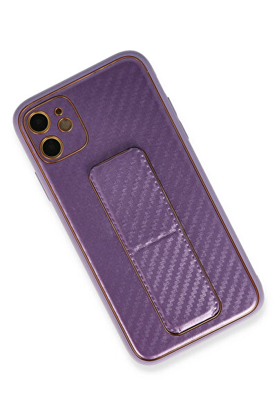 Epilons جراب آيفون 12 كوكو كاربون مع حامل - أرجواني