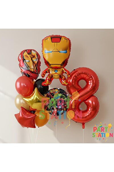 Parti Station Avengers Iron Man 8 Year Old Birthday Balloon Set |   10 Piece ...