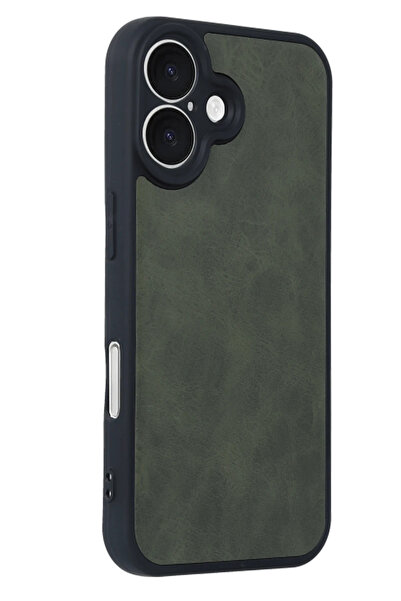 Najmaddin غطاء جلدي من نيو فيس لهاتف آيفون 16 - أخضر داكن