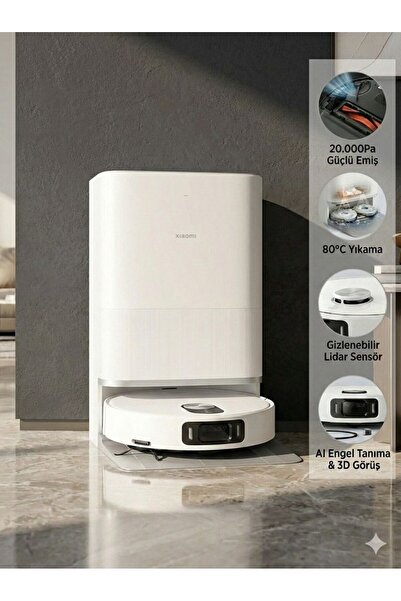 Xiaomi Halıda Mop Kaldıran ve Leke Çıkaran Çift Döner Başlıklı Robot Süpürge ...
