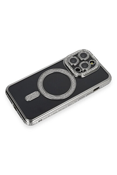 Najmaddin حافظة نيو فيس لآيفون 14 برو ماكس، حافظة مغناطيسية لامعة - رمادية