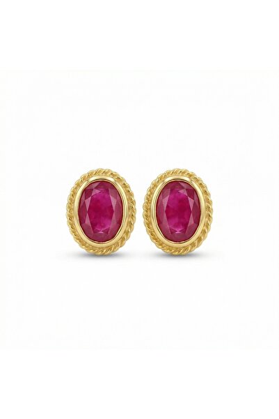 makeitbylove Sultan El Yapımı Oval Yakut Küpe, Tutku ve Canlılık Sembolü, 925...