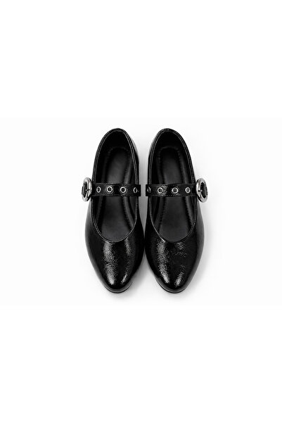 ZARICH Jade Wrinkled Patent Leather Hidden Elastic Buckle Pointed Toe Women's...