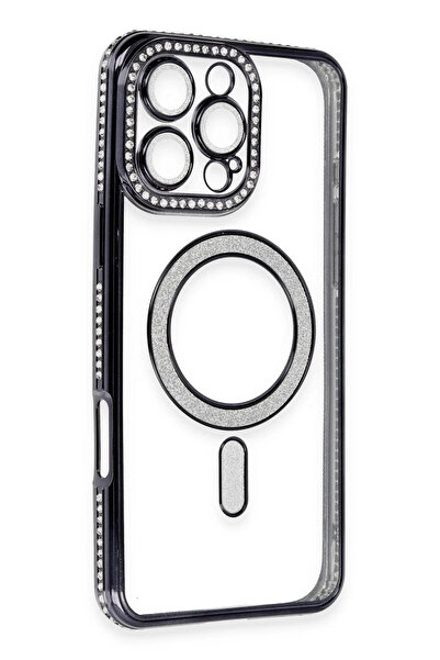 Najmaddin حافظة نيو فيس لآيفون 16 برو، حافظة مغناطيسية لامعة - أسود