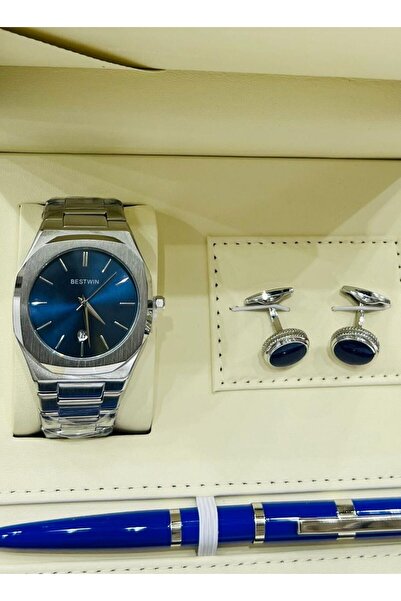BESTWİN طقم هدايا ساعة رجالية أنيقة رفيعة