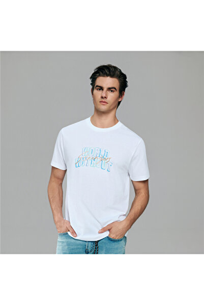 Giordano Men’s Slim Cotton Crew Neck WWS Graphic Print Tee