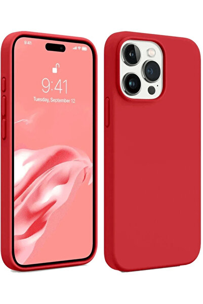 Najmaddin حافظة نيو فيس آيفون 15 برو ماكس من السيليكون - أحمر