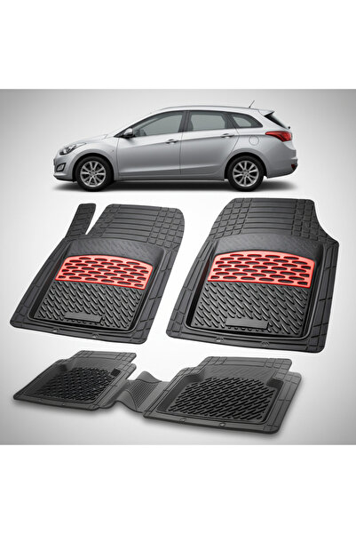 TEAMCAR Car Mats Hyundai i30 II Tourer (2012-2017) - Rubber Floor Mat -Red