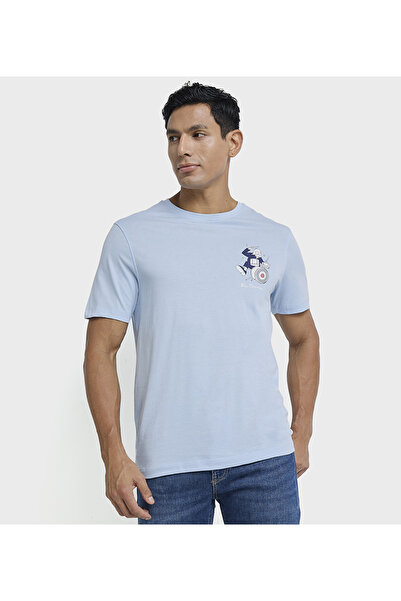 Ben Sherman Blue Graphic Crew Neck Men Casual T-Shirts