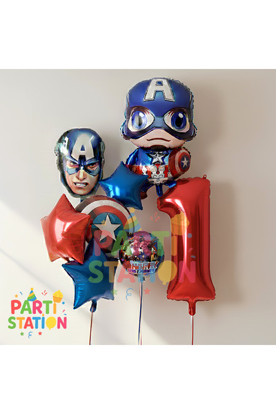Parti Station Avengers Captain America 1 Year Old Birthday Balloon Set |   8 ...