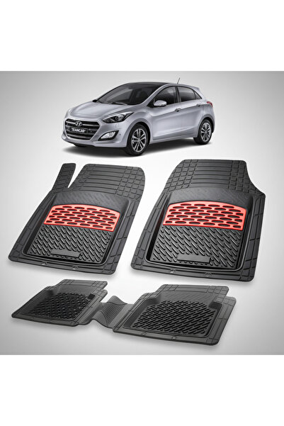 TEAMCAR Car Mats Hyundai i30 II (2012-2017) - Rubber Type Tray - Red