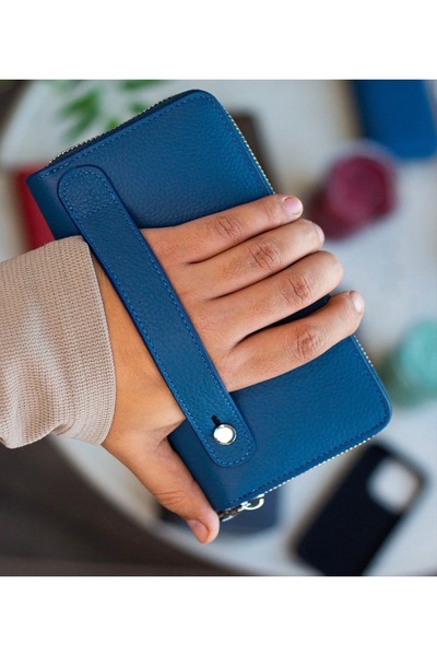 Garbalia Hakiki Deri Telefon Bölmeli El Çantası Para Portföy %100 El Yapımı