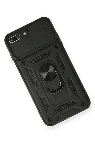 Najmaddin حافظة نيو فيس آيفون 7 بلس من السيليكون مع حلقة عدسة بارس - أسود