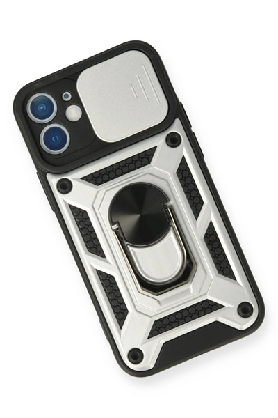 Epilons حافظة آيفون 12 ميني مع حلقة عدسة بارس سيليكون - فضي