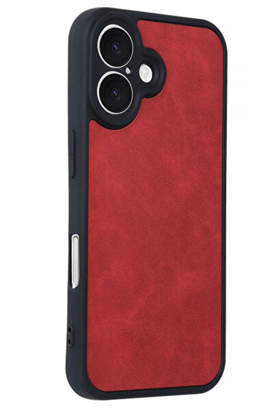 Najmaddin غطاء جلد أراس الجديد لهاتف آيفون 16 - أحمر