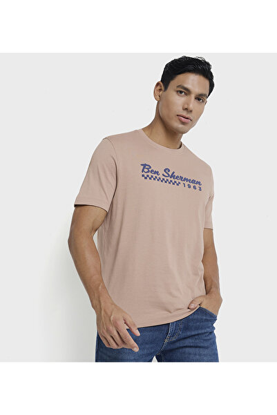 Ben Sherman Brown Graphic Crew Neck Men Casual T-Shirts