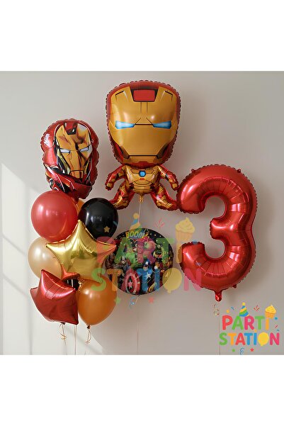 Parti Station Avengers Iron Man 3 Year Old Birthday Balloon Set |   10 Piece ...